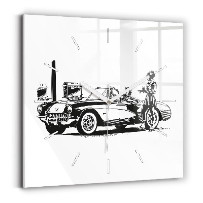 Štvorcové nástenné hodiny Retro ilustrácia