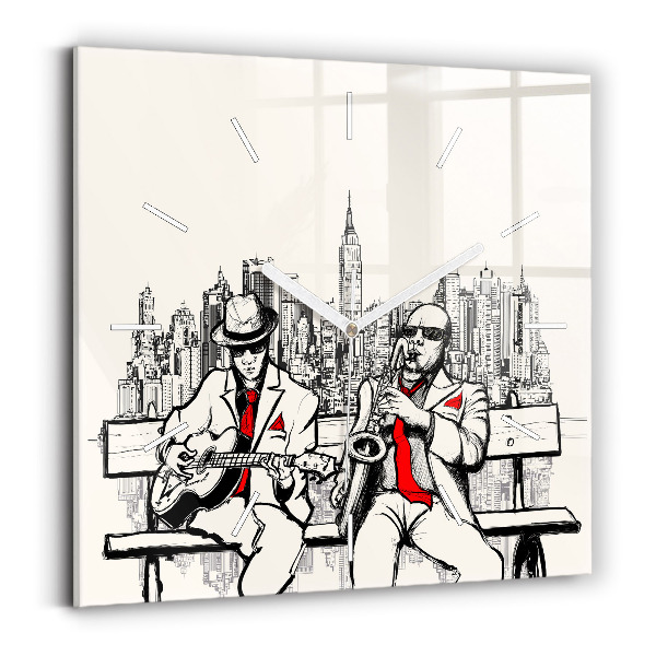 Sklenené hodiny na stenu Jazz v New Yorku
