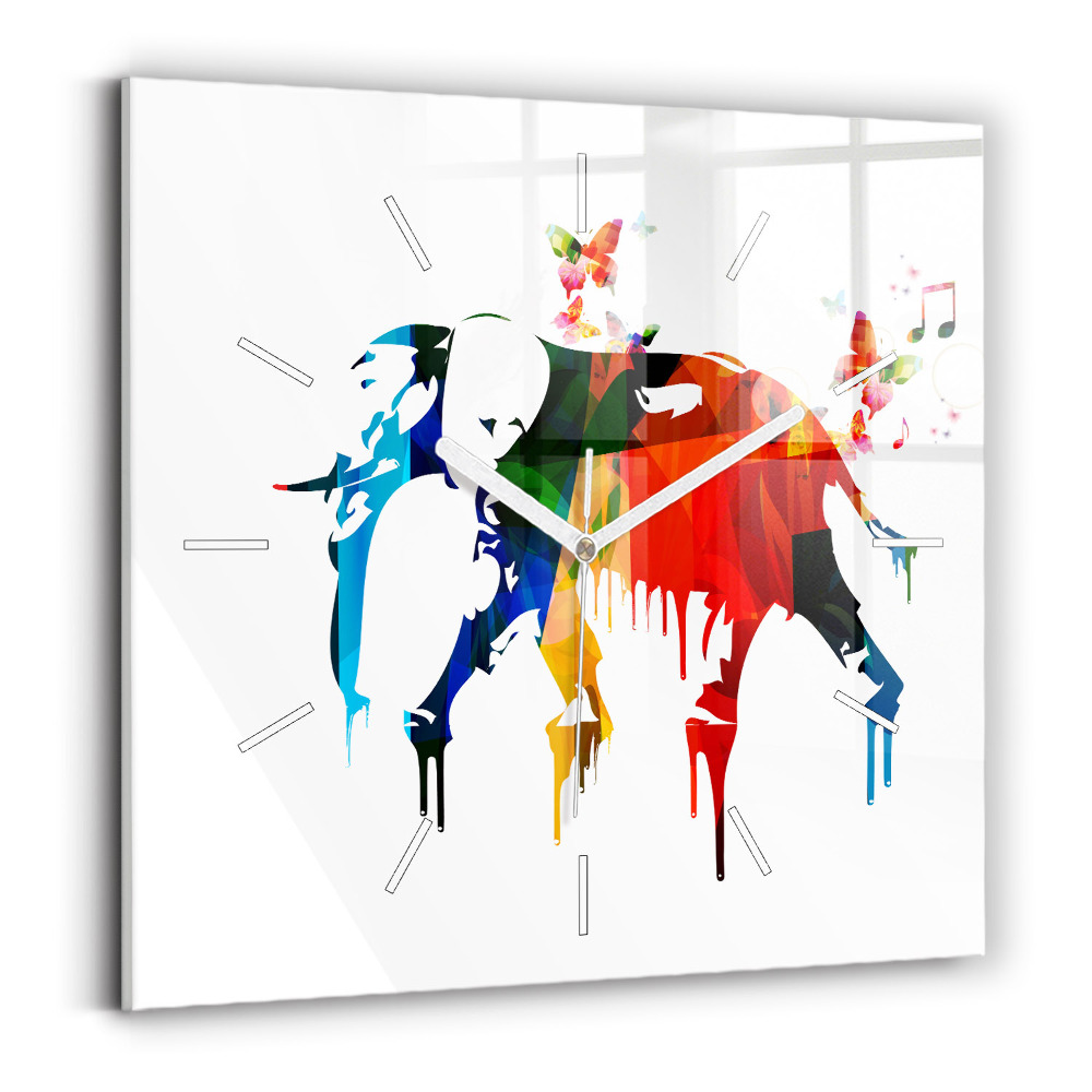 Sklenené hodiny Farebný maľovaný slon