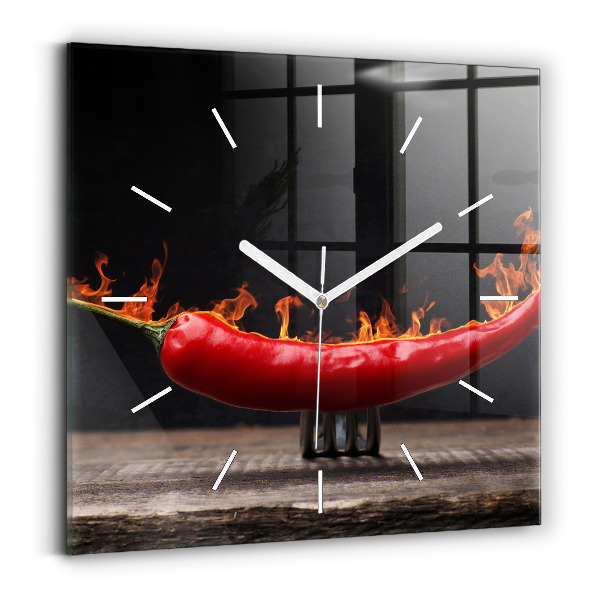 Štvorcové nástenné hodiny Paprika feferónka