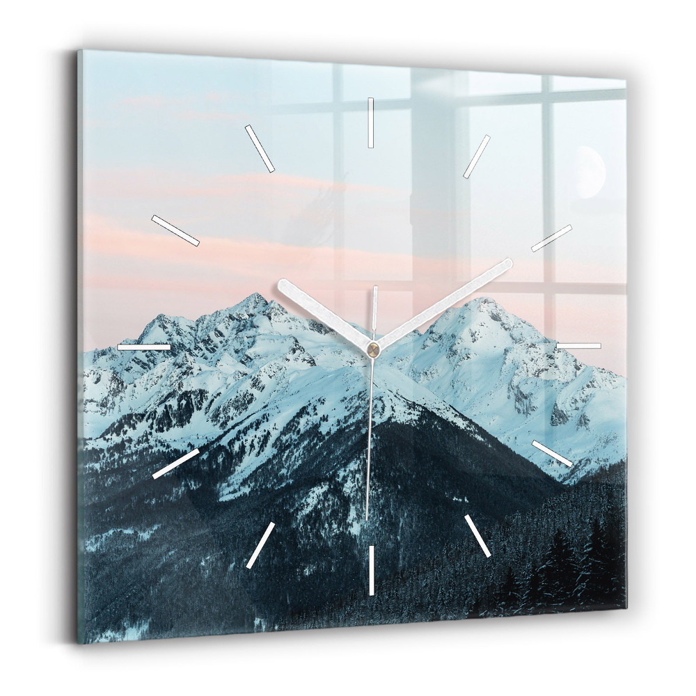 Sklenené hodiny Horské pásmo v zime
