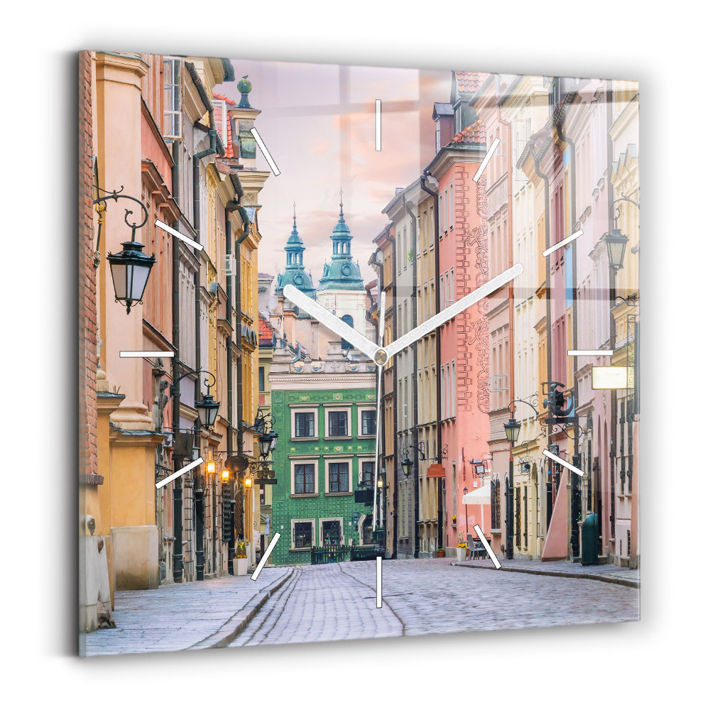 Štvorcové nástenné hodiny Staré mesto vo Varšave