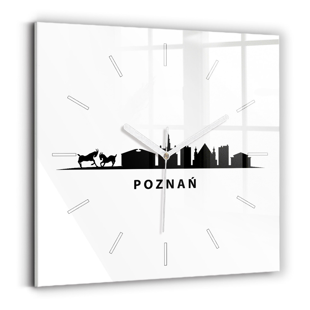 Štvorcové nástenné hodiny Grafika panorámy Poznane
