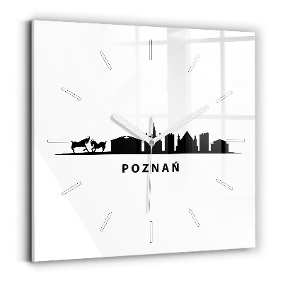 Štvorcové nástenné hodiny Grafika panorámy Poznane