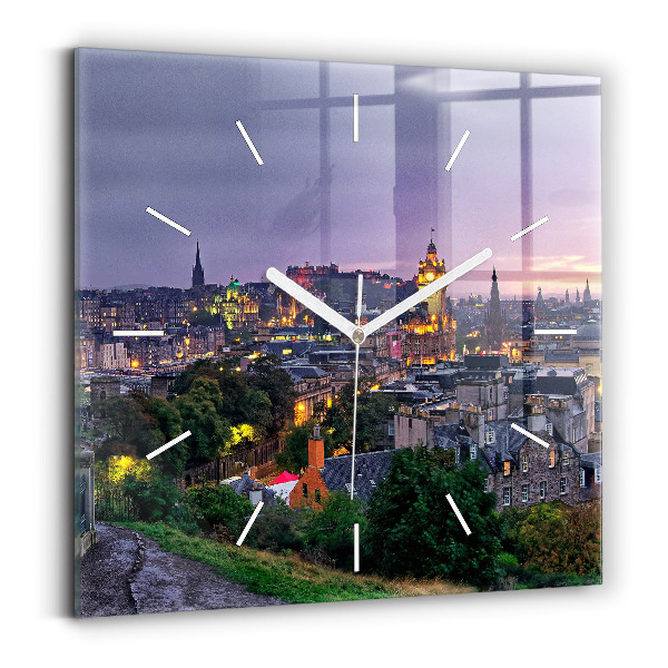 Štvorcové nástenné hodiny Edinburgh z kopca Calton Hill