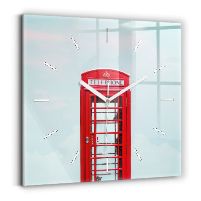 Sklenené hodiny na stenu Telefónna búdka