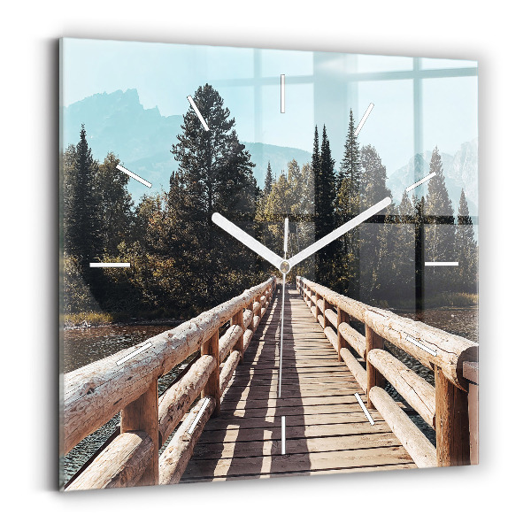 Štvorcové nástenné hodiny Hory v Yellowstone
