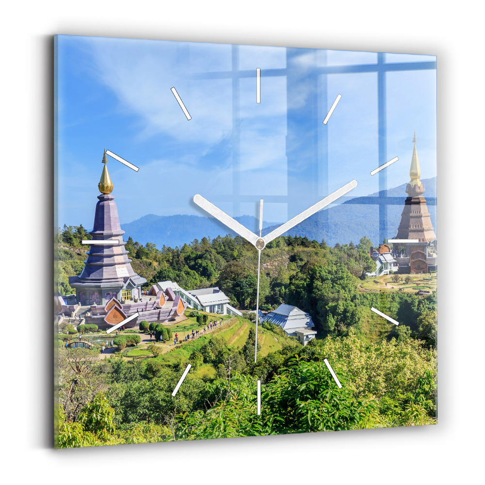 Štvorcové nástenné hodiny Národný park Chiang Mai