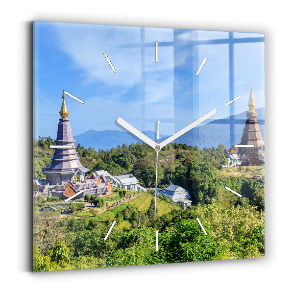 Štvorcové nástenné hodiny Národný park Chiang Mai