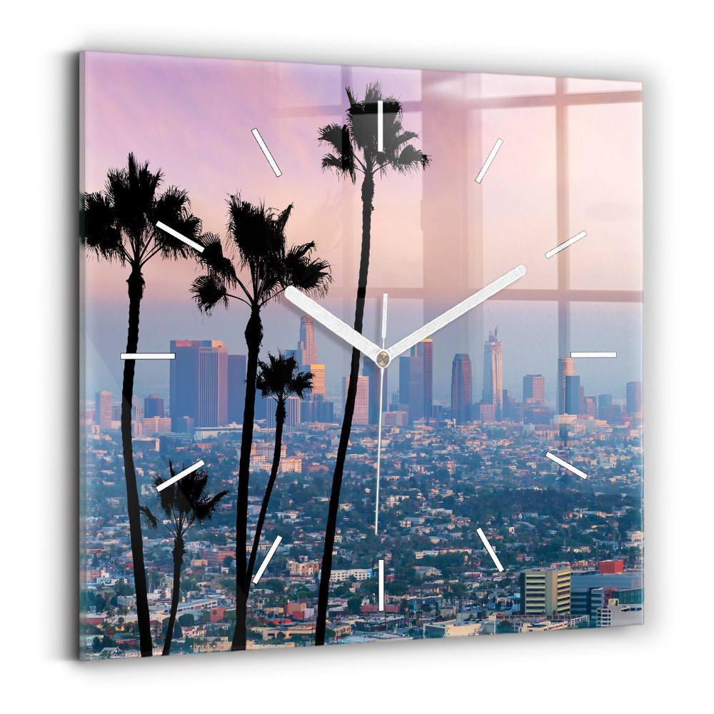 Sklenené hodiny Západ slnka v Los Angeles