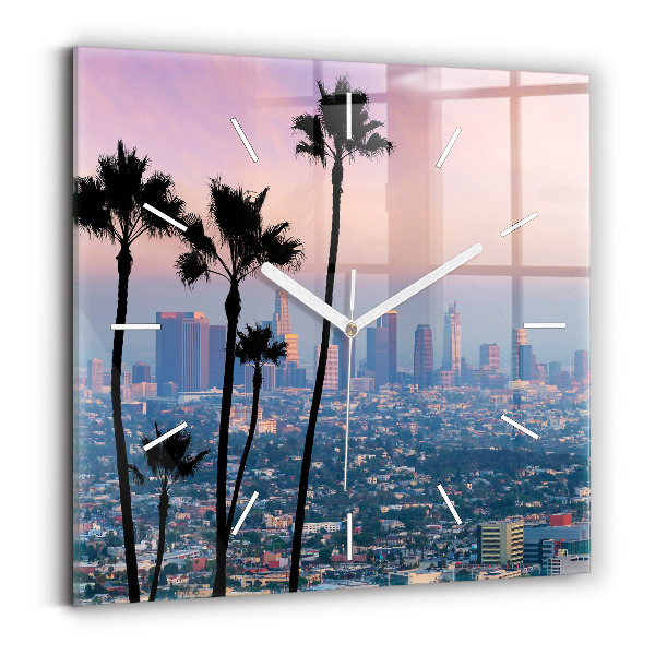 Sklenené hodiny Západ slnka v Los Angeles