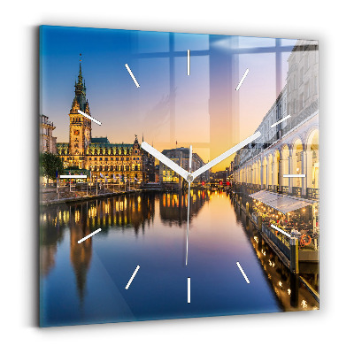 Štvorcové nástenné hodiny Hamburská radnica