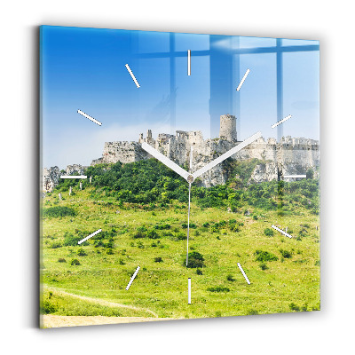 Štvorcové nástenné hodiny Spišský hrad na Slovensku