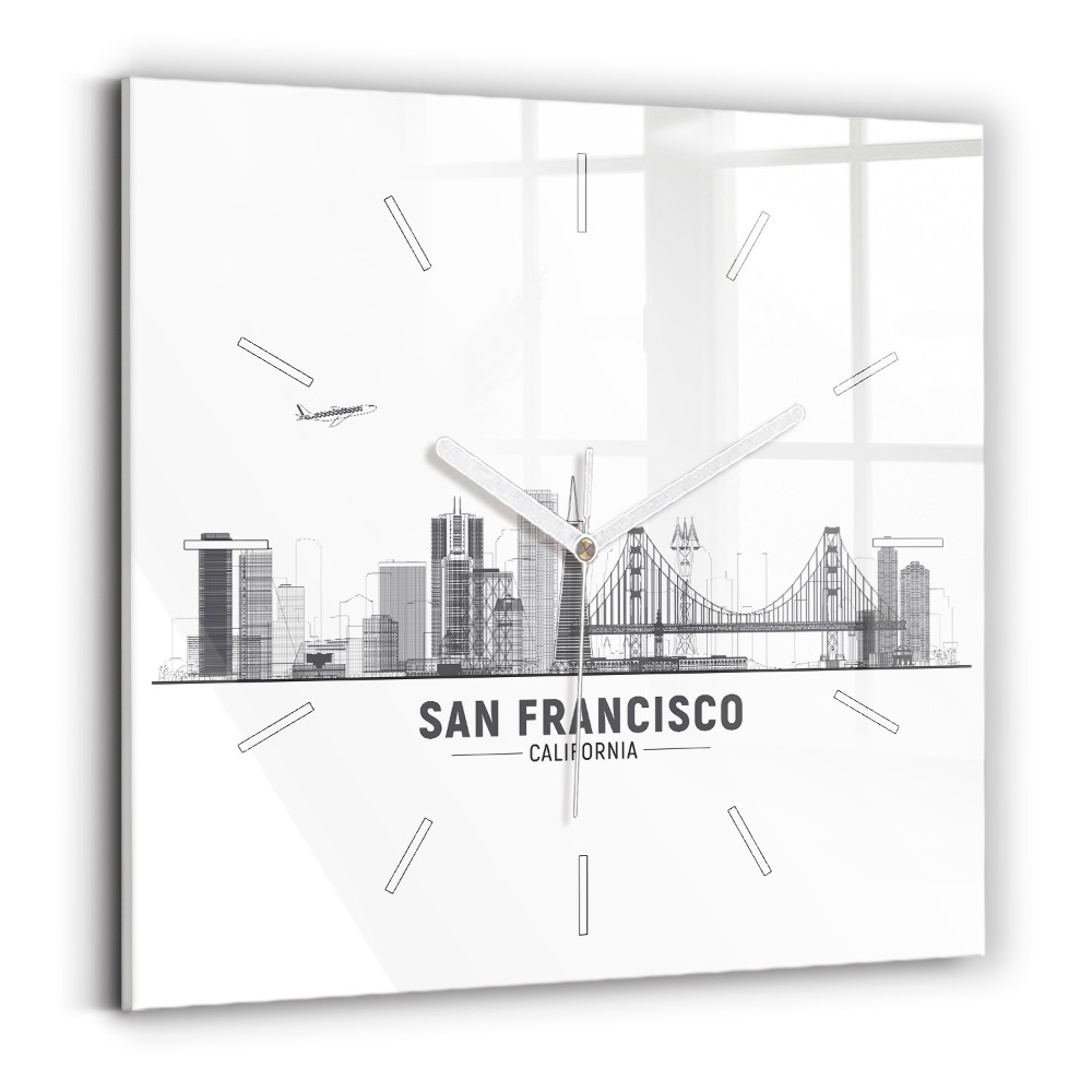 Štvorcové nástenné hodiny Panoráma San Francisca