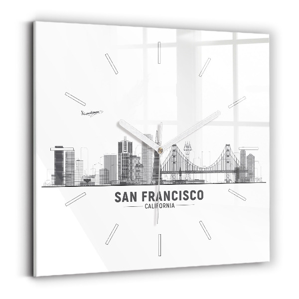 Štvorcové nástenné hodiny Panoráma San Francisca