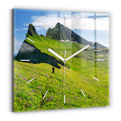 Štvorcové nástenné hodiny Prírodná rezervácia Hornstrandir Island