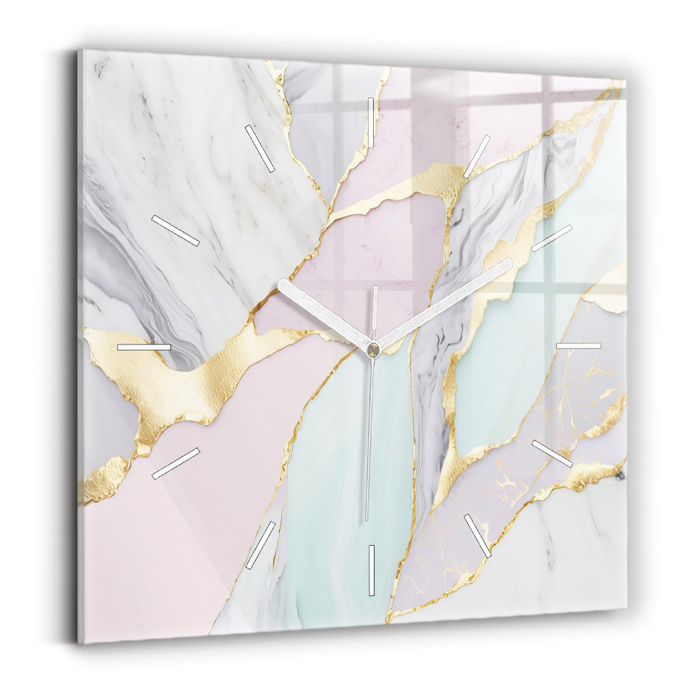 Sklenené hodiny na stenu Mramorový vzor