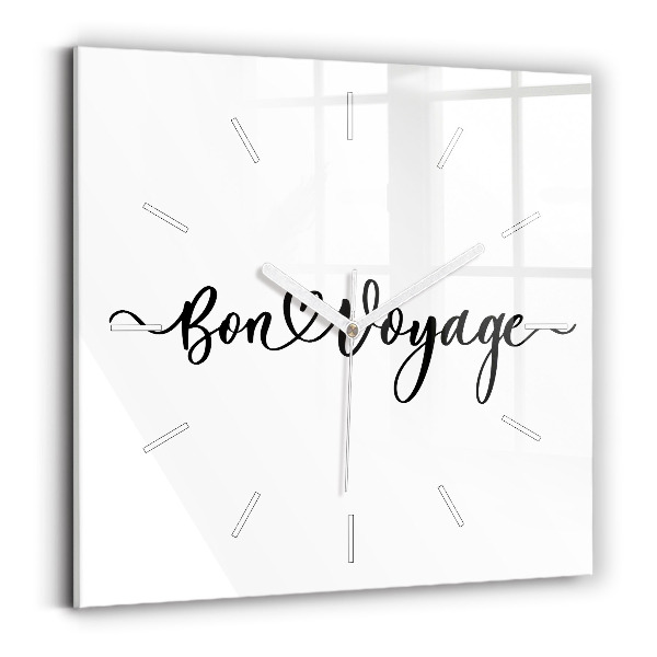Štvorcové nástenné hodiny Nápis Bon voyage