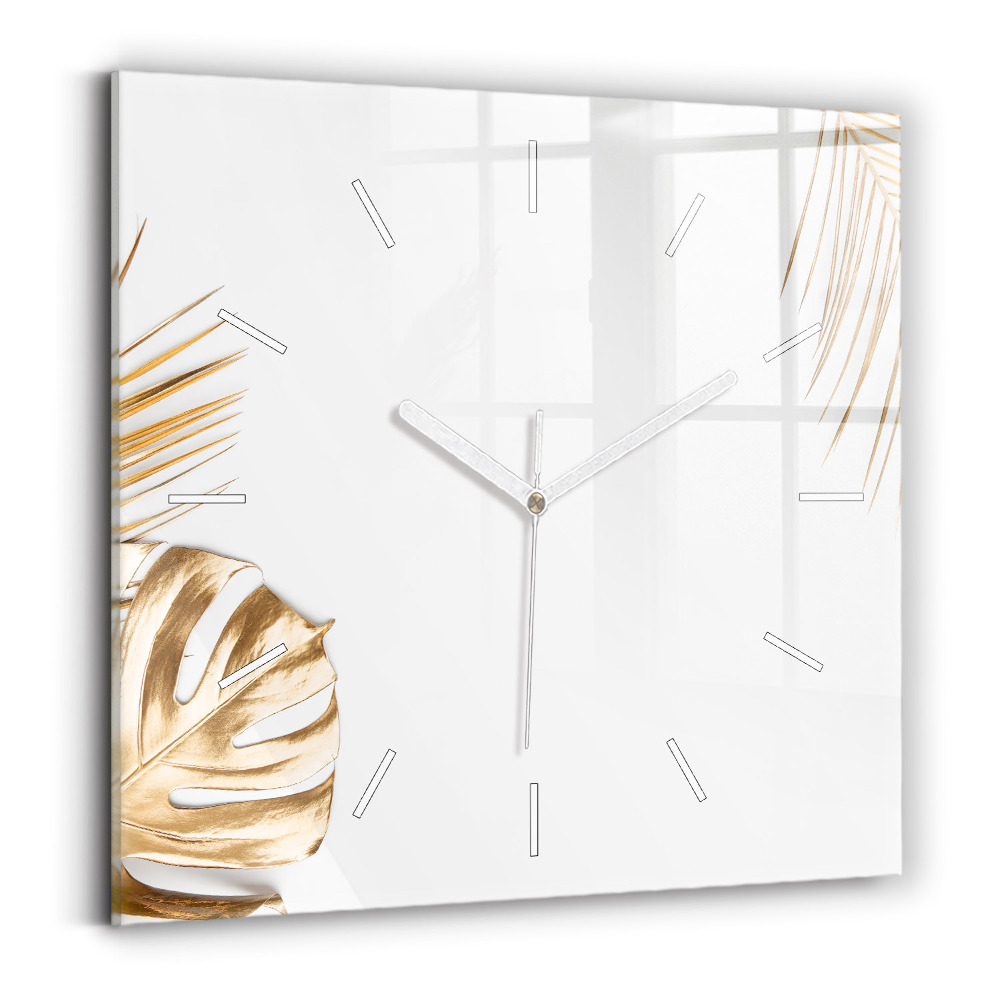 Sklenené hodiny na stenu Tropické listy