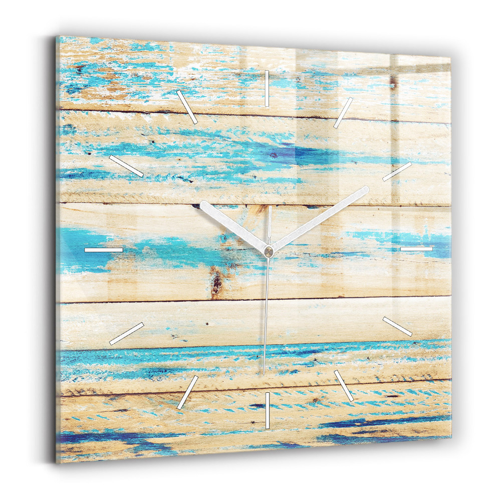 Štvorcové nástenné hodiny Poškriabané drevo