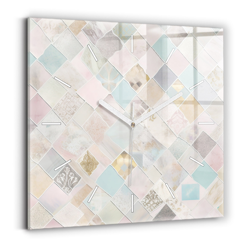 Štvorcové nástenné hodiny Farebné dlaždice