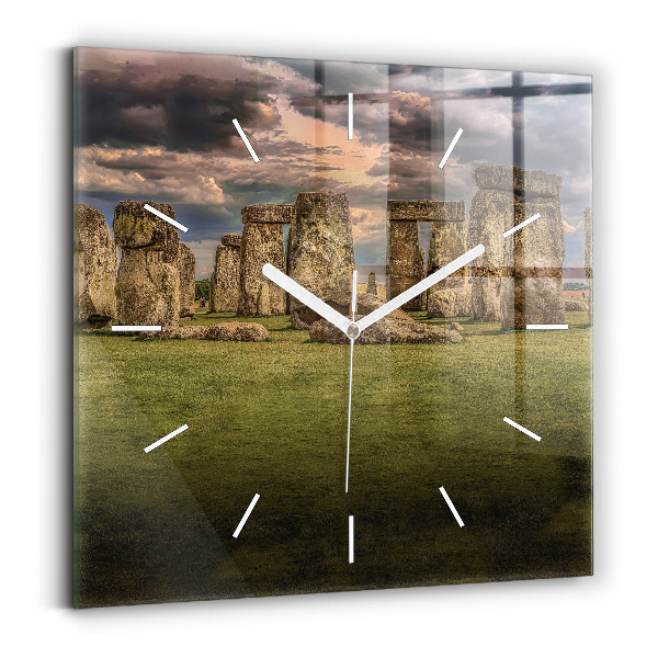 Sklenené hodiny na stenu Stonehenge Nimbostratus