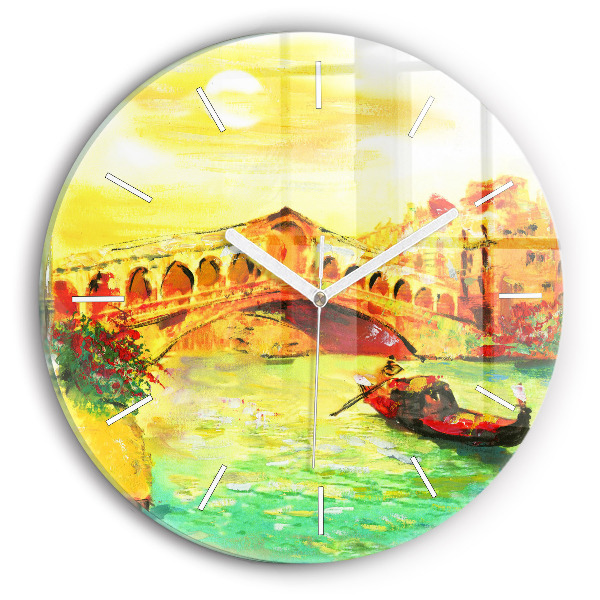 Okrúhle sklenené hodiny Benátsky most Rialto