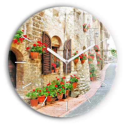 Okrúhle nástenné hodiny Malebná ulica