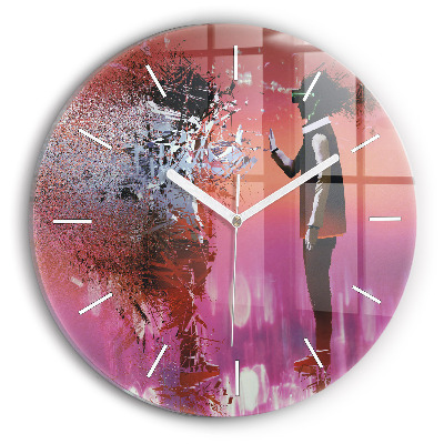 Okrúhle nástenné hodiny Kyberpriestor