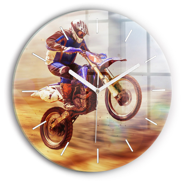 Okrúhle sklenené hodiny Enduro motokros