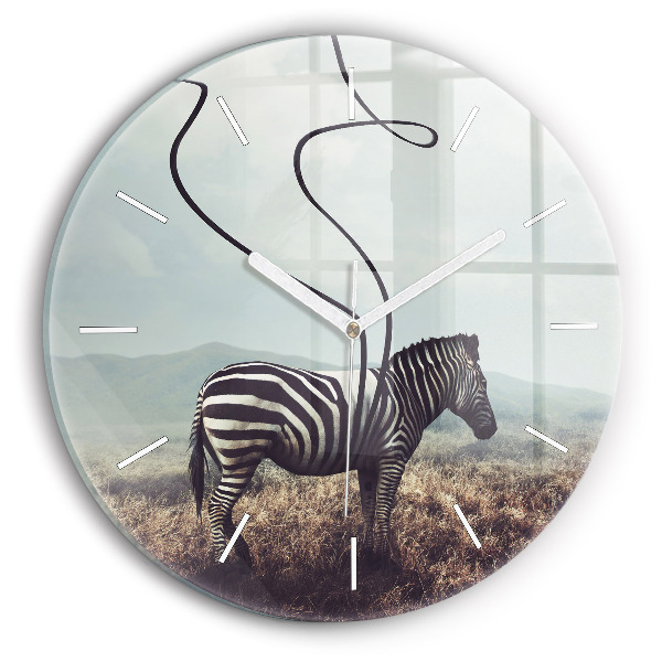 Okrúhle hodiny Zebra - abstrakcia