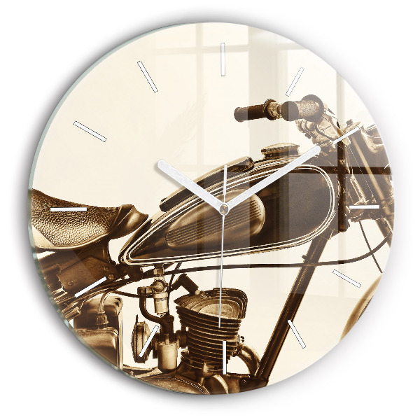 Okrúhle nástenné hodiny Sépiový motocykel Vintage