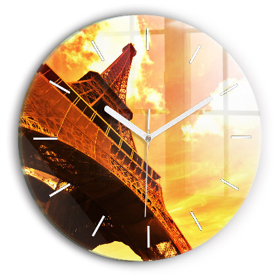 Okrúhle nástenné hodiny Eiffelova veža v Paríži