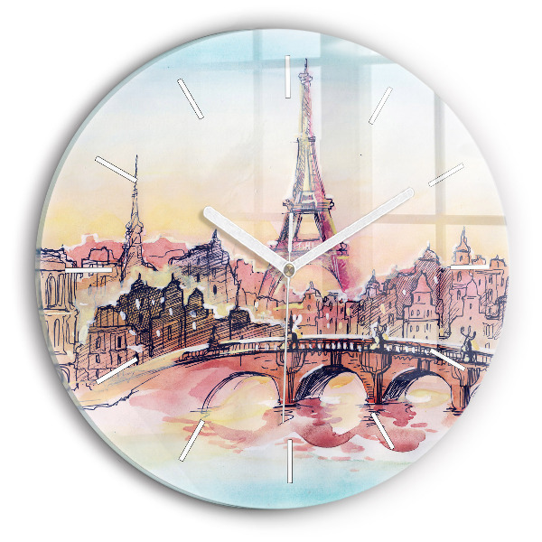 Okrúhle hodiny Maľovaná krajina Paríža