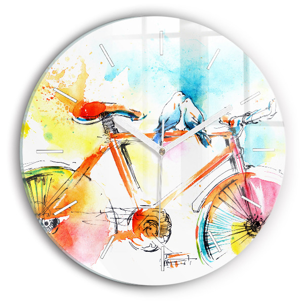 Okrúhle nástenné hodiny Maľovaný bicykel
