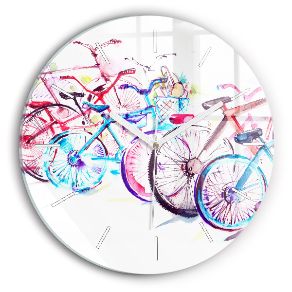 Okrúhle nástenné hodiny Farebné mestské bicykle