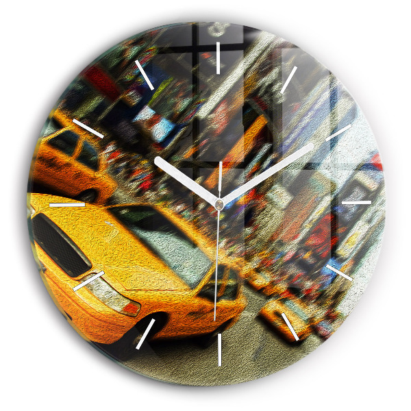 Okrúhle sklenené hodiny Newyorské taxíky