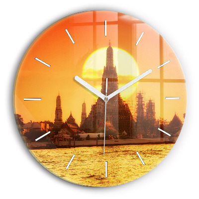 Okrúhle nástenné hodiny Wat arun Bangkok Thajsko