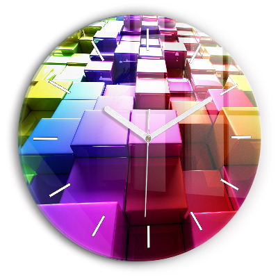 Okrúhle hodiny Farebné kocky