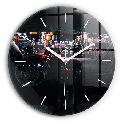 Okrúhle sklenené hodiny Auto v Tokiu