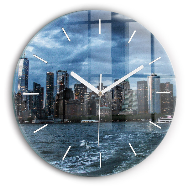 Okrúhle sklenené hodiny Panoráma New Yorku