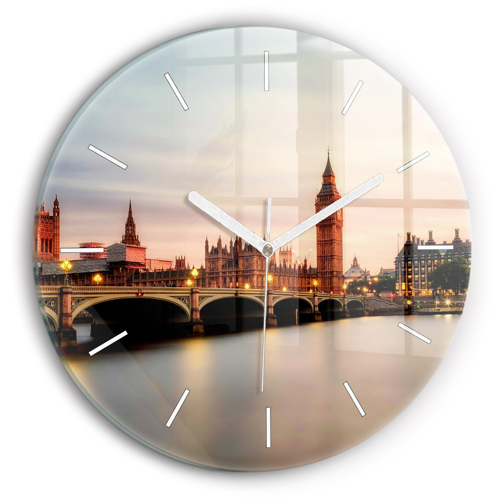 Okrúhle sklenené hodiny Big Ben Londýn