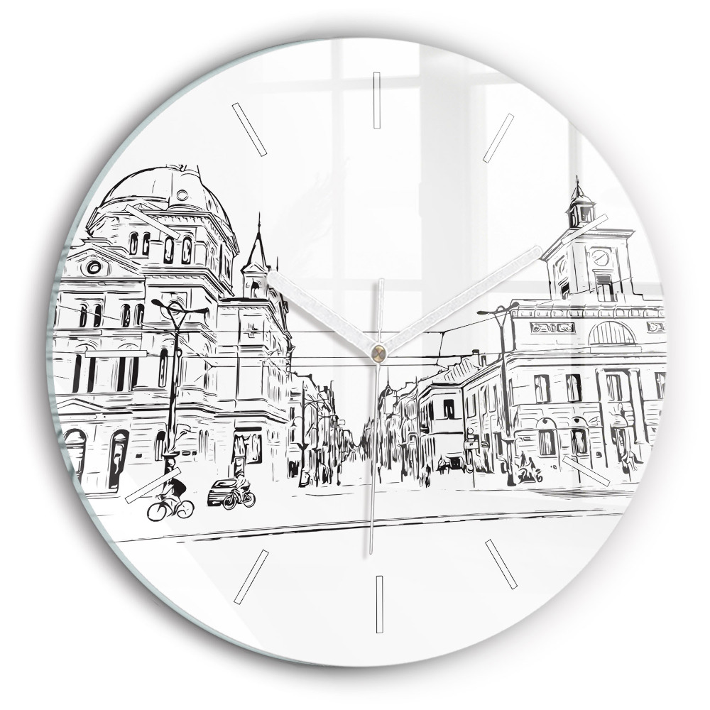 Okrúhle nástenné hodiny Ilustrácia mesta Poznaň