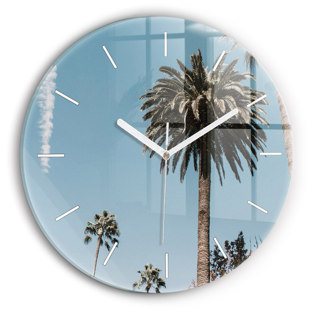 Okrúhle nástenné hodiny Palmy v Los Angeles