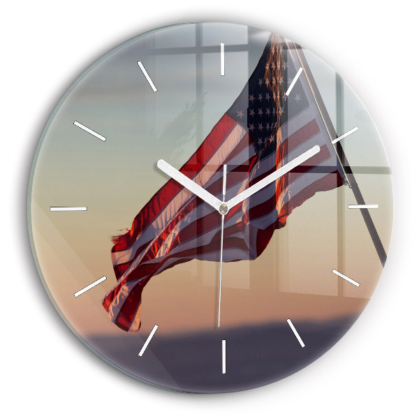 Okrúhle hodiny Vlajúca vlajka USA