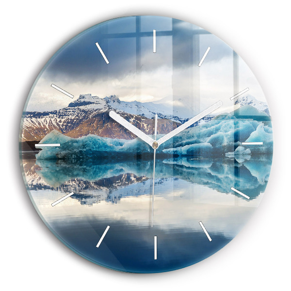 Okrúhle sklenené hodiny Jazero Jokulsarlon Island