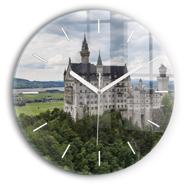 Okrúhle nástenné hodiny Zámok Neuschwanstein