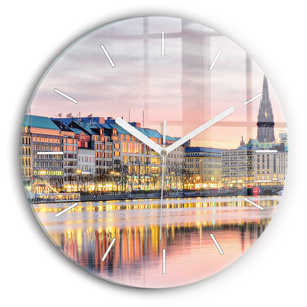 Okrúhle sklenené hodiny Alster v Hamburgu