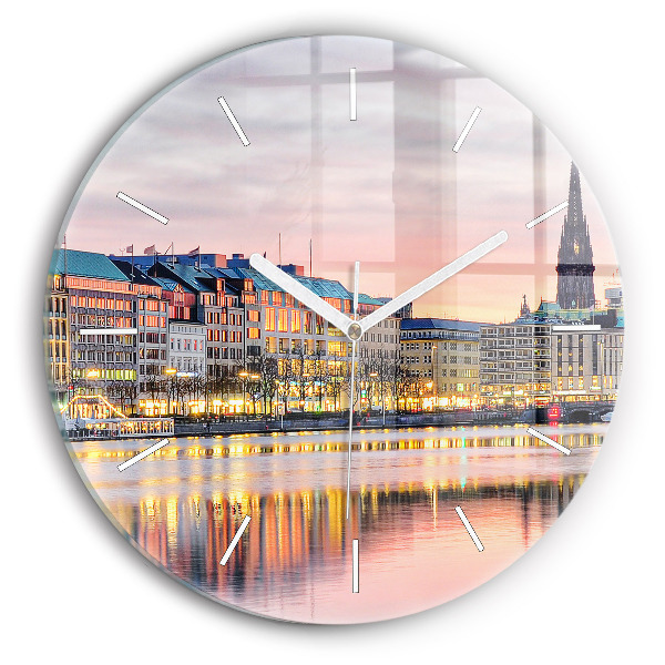 Okrúhle sklenené hodiny Alster v Hamburgu