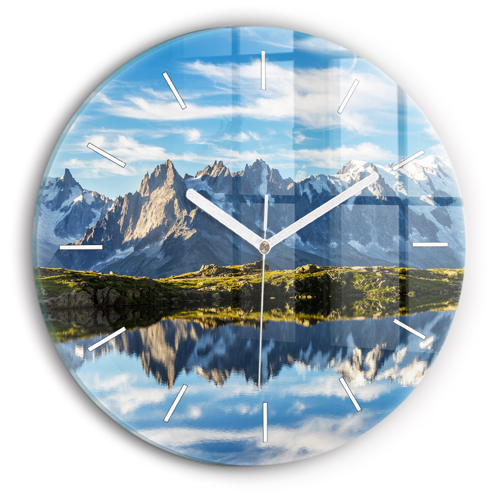 Okrúhle sklenené hodiny Údolie Chamonix Alpy
